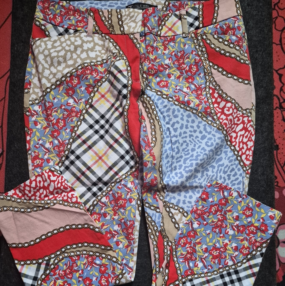 ZAvenue Vibrant Patchwork Women's Straight Leg Pants - Picture 3 of 5